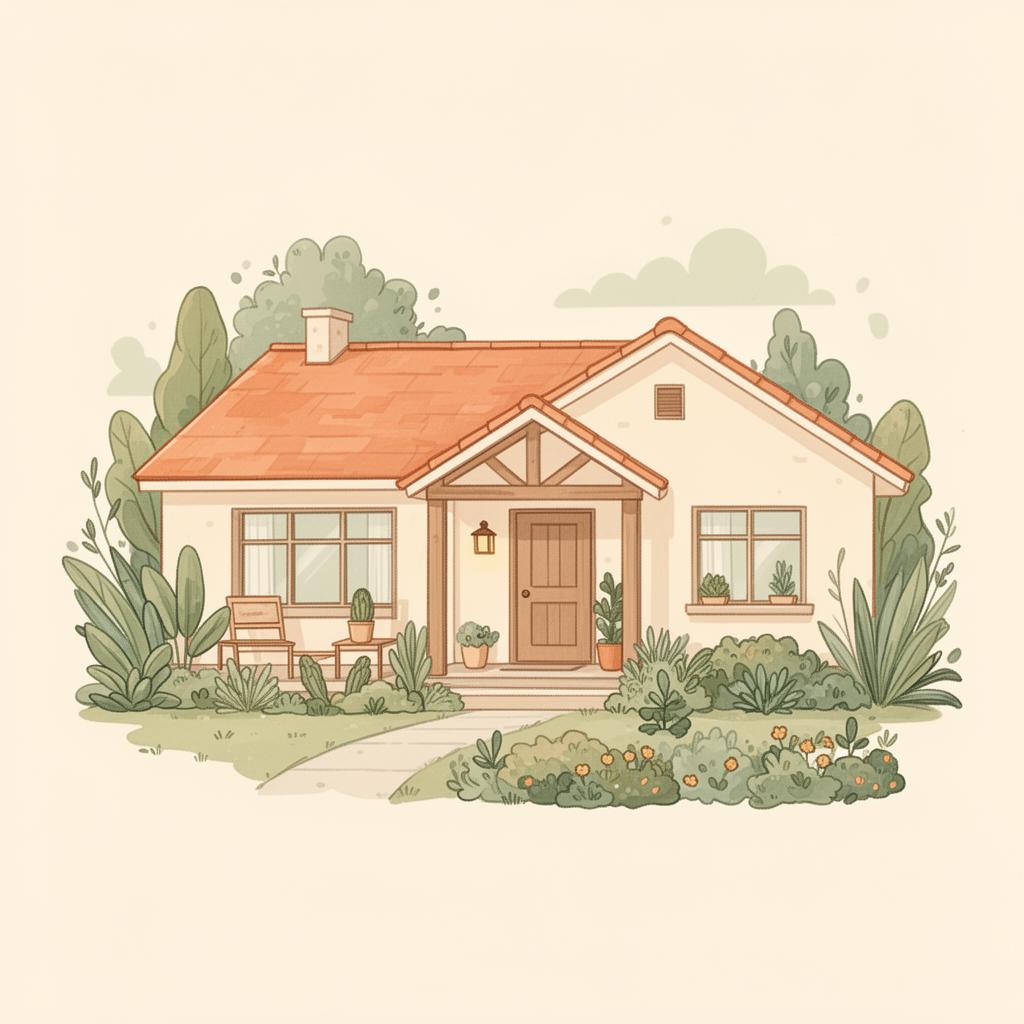 Cozy welcoming home with a warm porch and garden